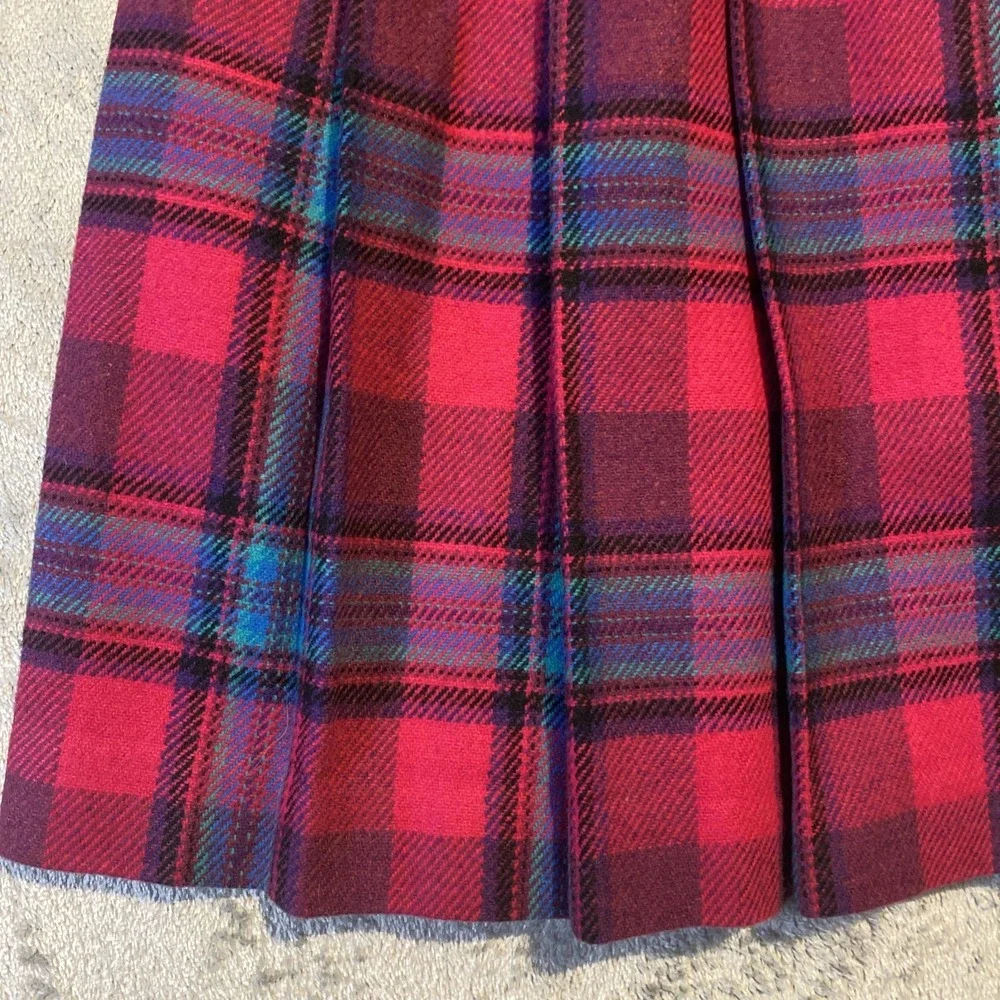 VTG Plaid Pleated Skirt Women‎ Sz 18 Hot Pink Teal Green Pleated Clueless Preppy - Picture 9 of 9